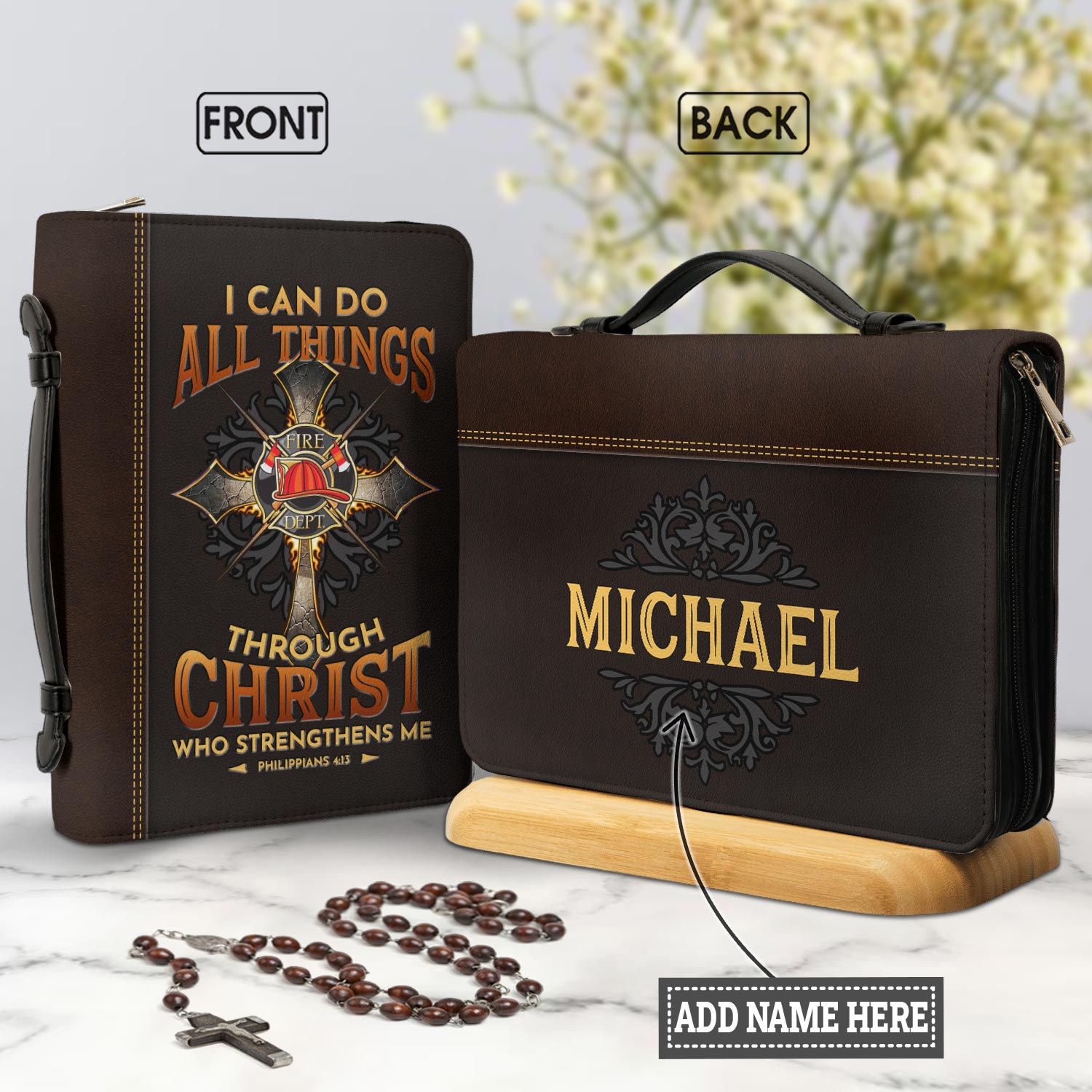 Firefighter I Can Do All Things Through Christ Who Strengthens Me Phillipians 413 Personalized Bible Covers
