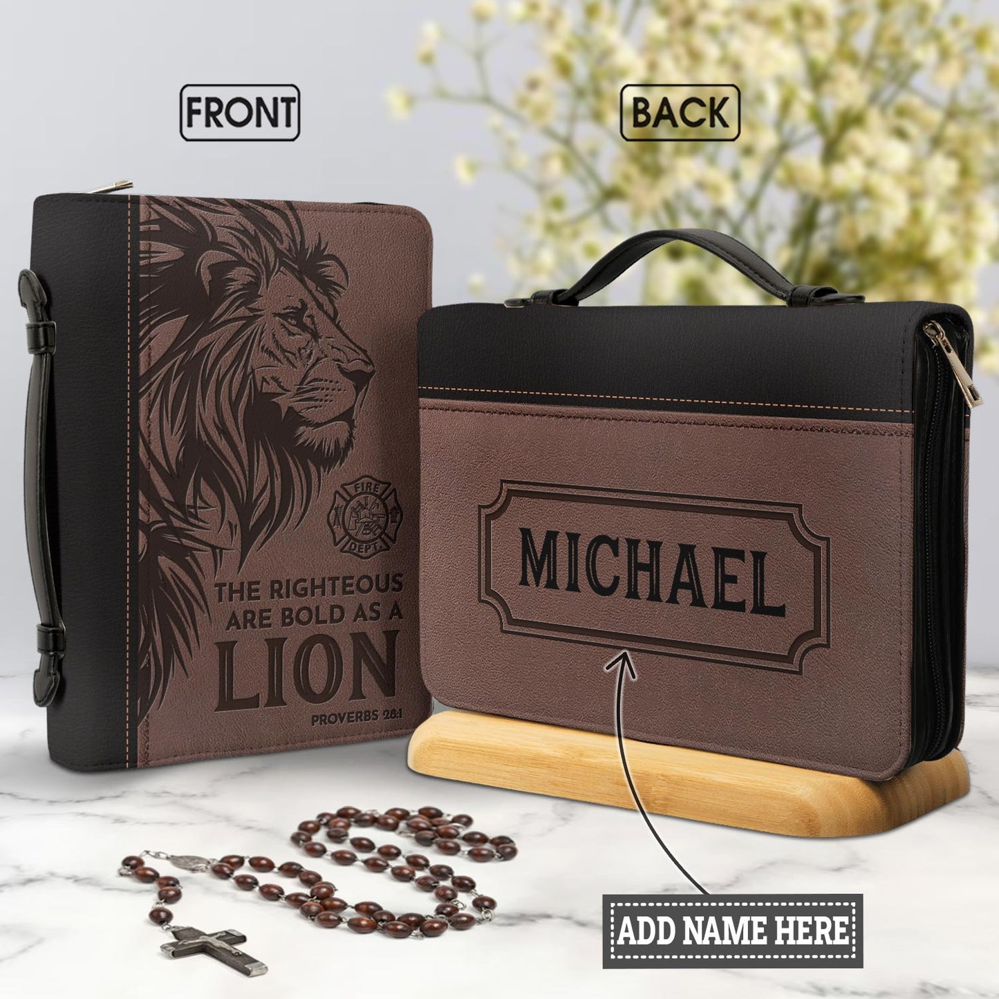 Firefighter The Righteous Are Bold As A Lion Proverbs 281 Personalized Bible Covers - Custom Bible Case Christian Pastor