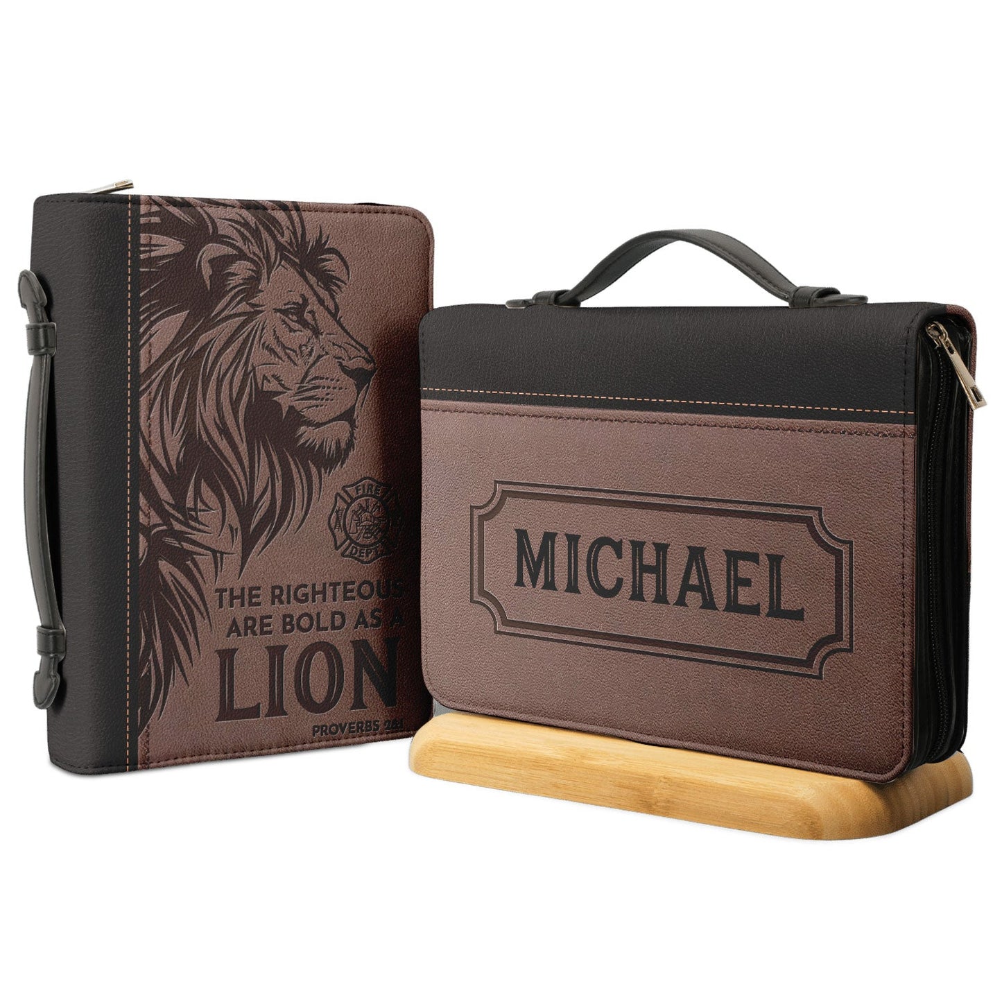 Firefighter The Righteous Are Bold As A Lion Proverbs 281 Personalized Bible Covers - Custom Bible Case Christian Pastor