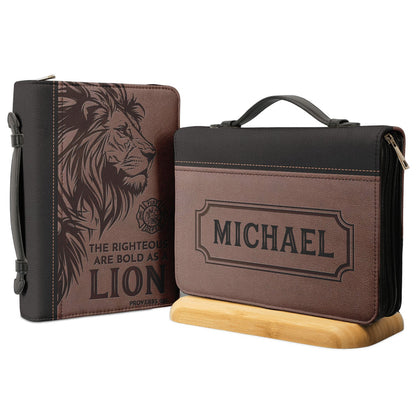 Firefighter The Righteous Are Bold As A Lion Proverbs 281 Personalized Bible Covers - Custom Bible Case Christian Pastor