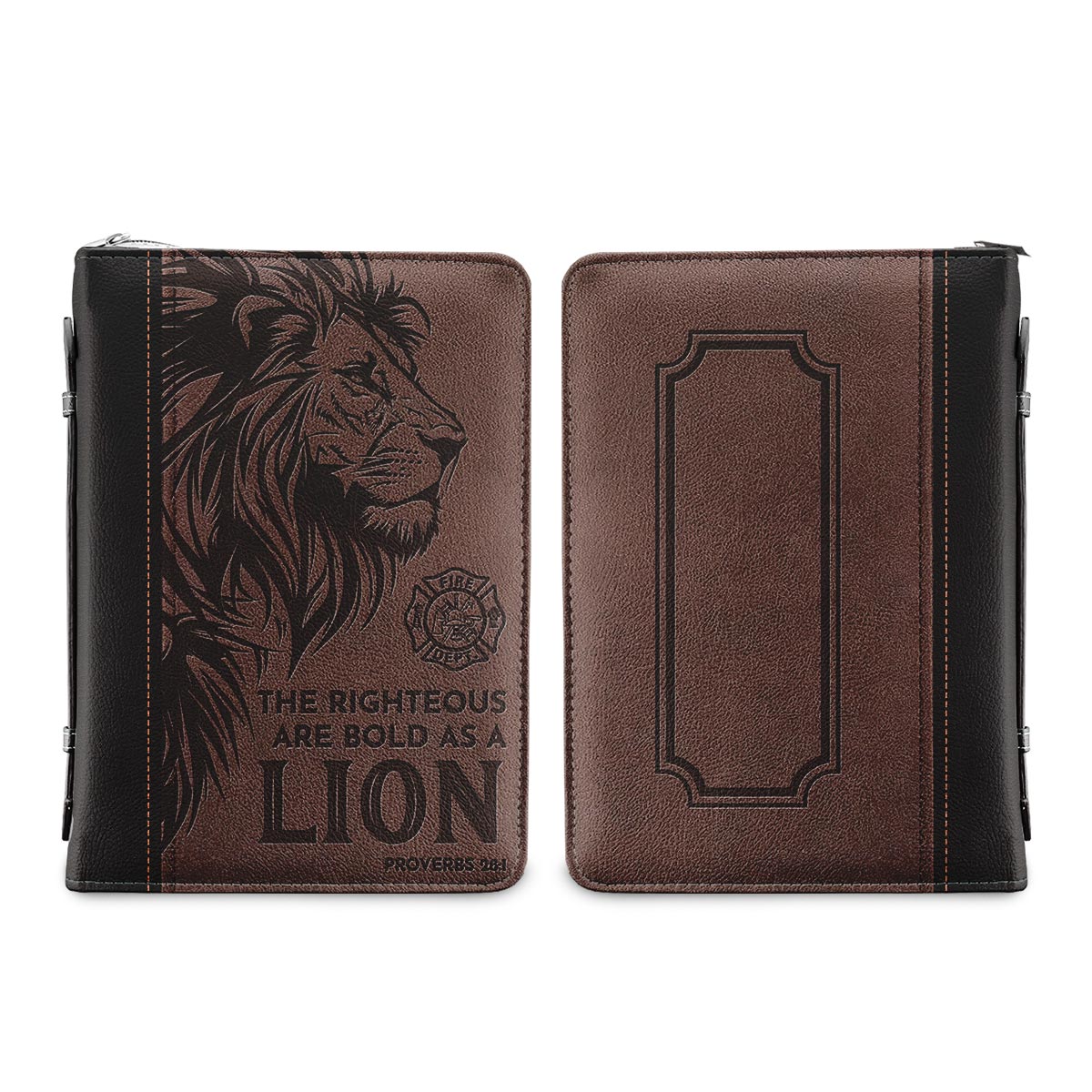 Firefighter The Righteous Are Bold As A Lion Proverbs 281 Personalized Bible Covers - Custom Bible Case Christian Pastor
