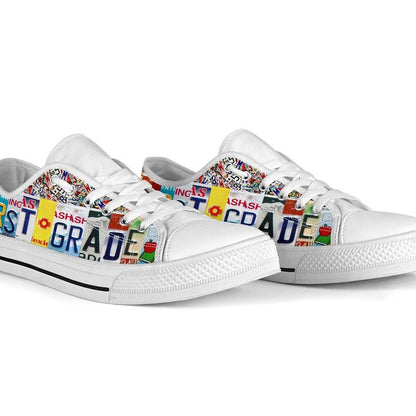 First Grade Inspire License Plates Low Top Shoes, Teacher Shoes, Low Top Sneakers