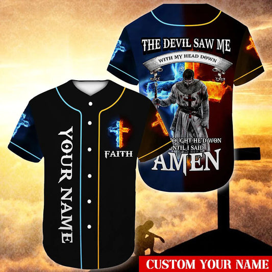 Flame Amen Cross Custom Baseball Jersey - Personalized Jesus Baseball Jersey For Men and Women