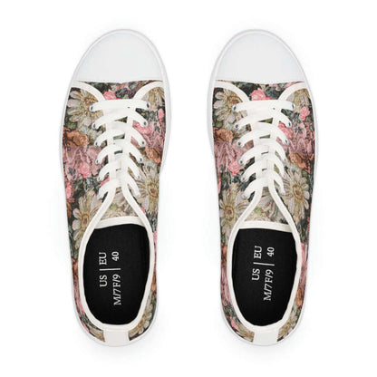 Floral Sneakers,Floral Shoes, Women Shoes, Low Top Shoes For Men And Women, Low Top Sneaker, Low Top Canvas Shoes