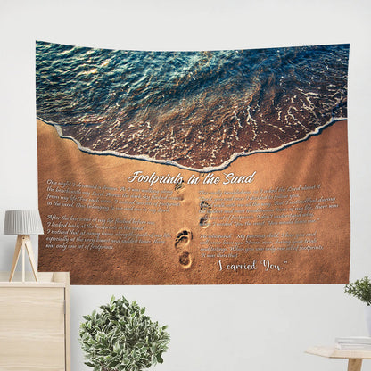 Footprints In The Sand Tapestry - Bible Verse Tapestry