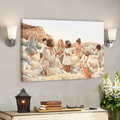 Jesus And Children Canvas Wall Art - Jesus Canvas Picture - Ciaocustom