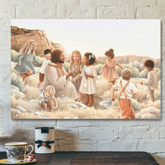 Jesus And Children Canvas Wall Art - Jesus Canvas Picture - Ciaocustom