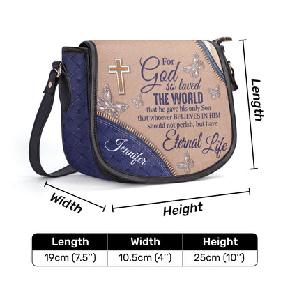 For God So Loved The World Personalized Leather Saddle Bag - Christian Women's Handbags