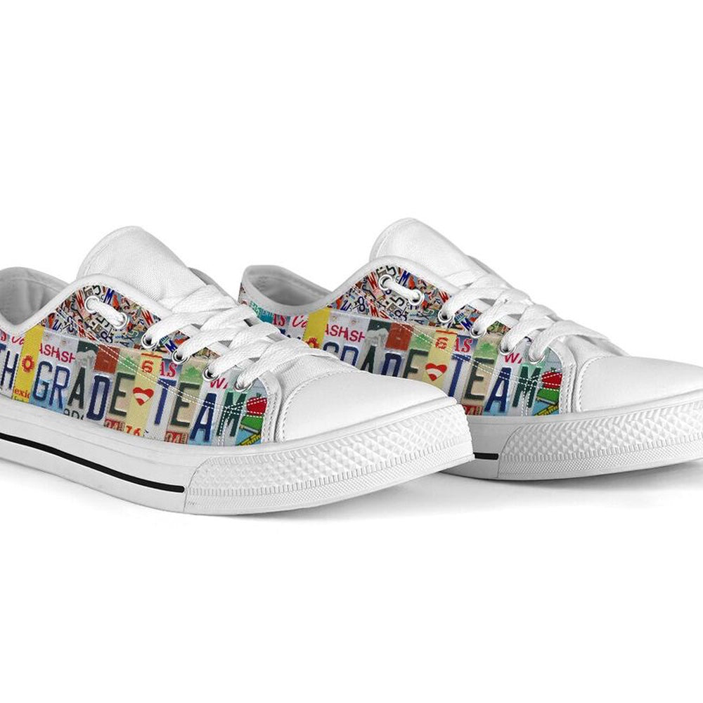 Fourth Grade Teacher License Plates Low Top Shoes, Teacher Shoes, Low Top Sneakers