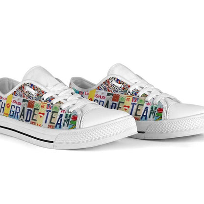 Fourth Grade Teacher License Plates Low Top Shoes, Teacher Shoes, Low Top Sneakers