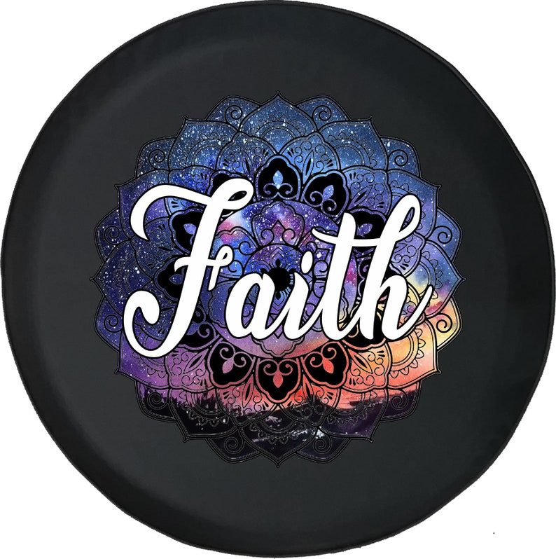 Galaxy Print Faith Tire Cover - Religious Christian Spare Tire Cover