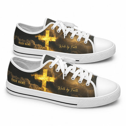 Glowing Cross With Clouds Graphic Personalized Low Top Shoes      