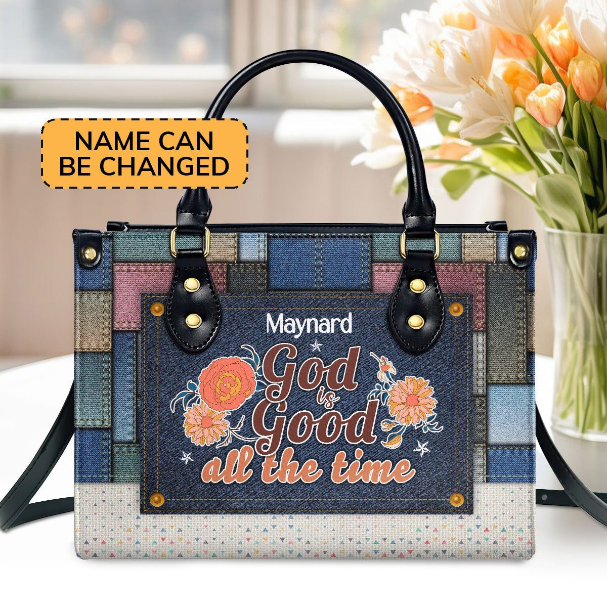 God Is Good All The Time Personalized Leather Handbag - Jesus Handbag