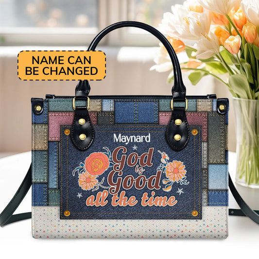 God Is Good All The Time Personalized Leather Handbag - Jesus Handbag