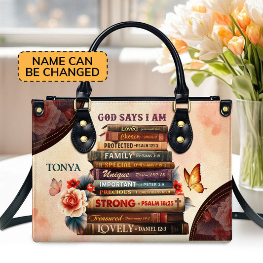 God Says I Am Book Custom Name Leather Handbags For Women