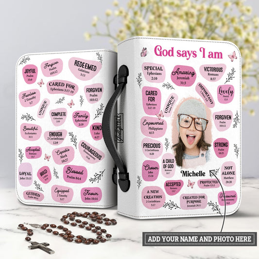 God Says I Am Custom Photo Bible Cover for Christians