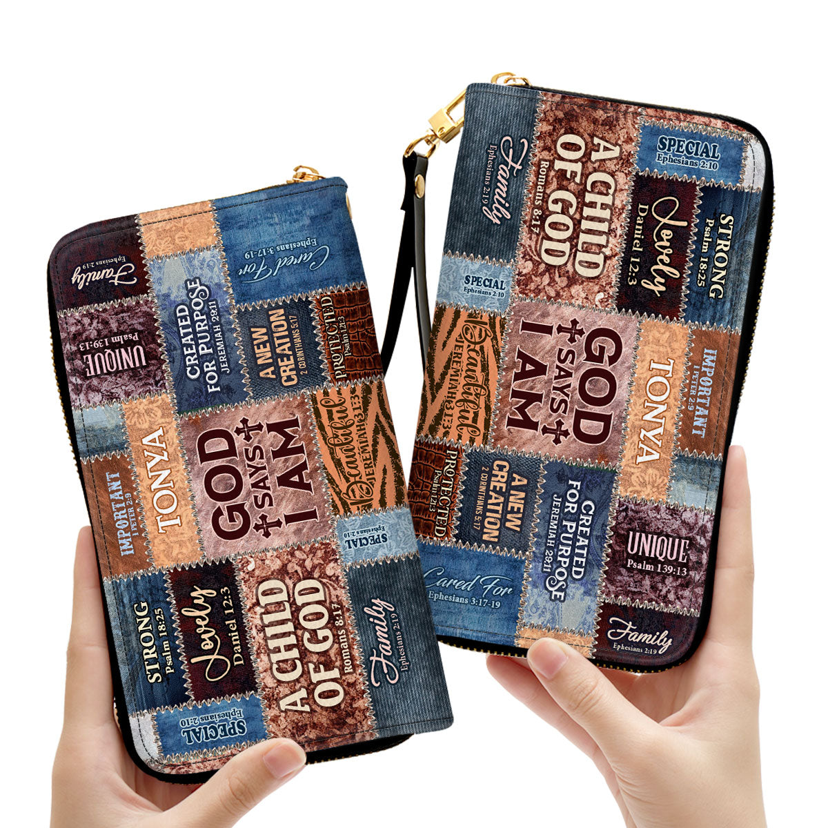 God Says I Am Personalized Leather Clutch Purse For Christian Women - Christian Gifts For Religious Women