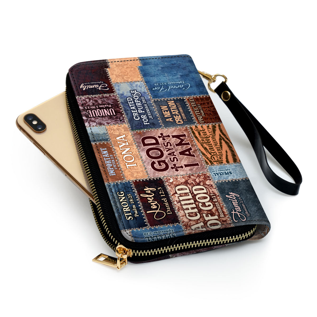 God Says I Am Personalized Leather Clutch Purse For Christian Women - Christian Gifts For Religious Women