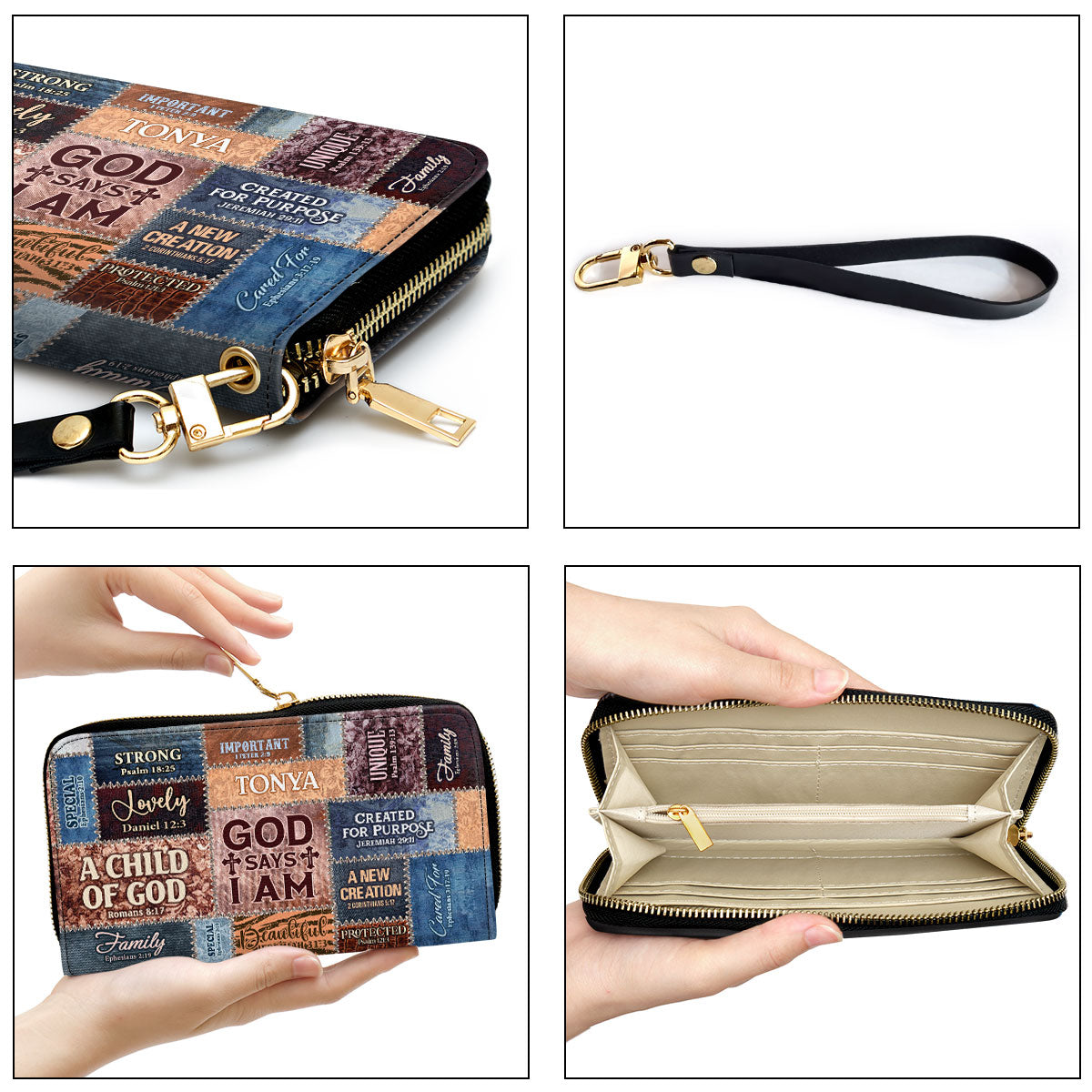 God Says I Am Personalized Leather Clutch Purse For Christian Women - Christian Gifts For Religious Women