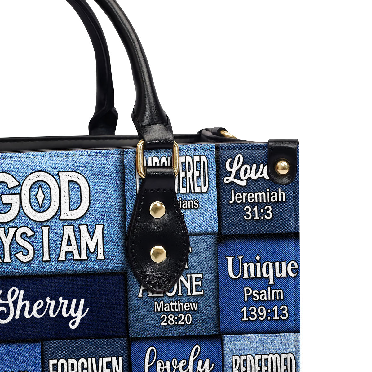 God Says I Am Strong Protected Personalized Leather Handbag - Jesus Handbag
