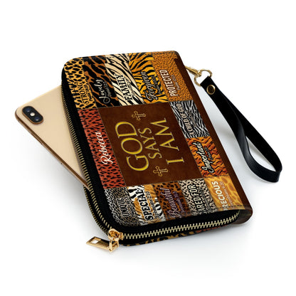 God Says I Am Unique Personalized Leather Clutch Purse For Christian Women - Christian Gifts For Religious Women