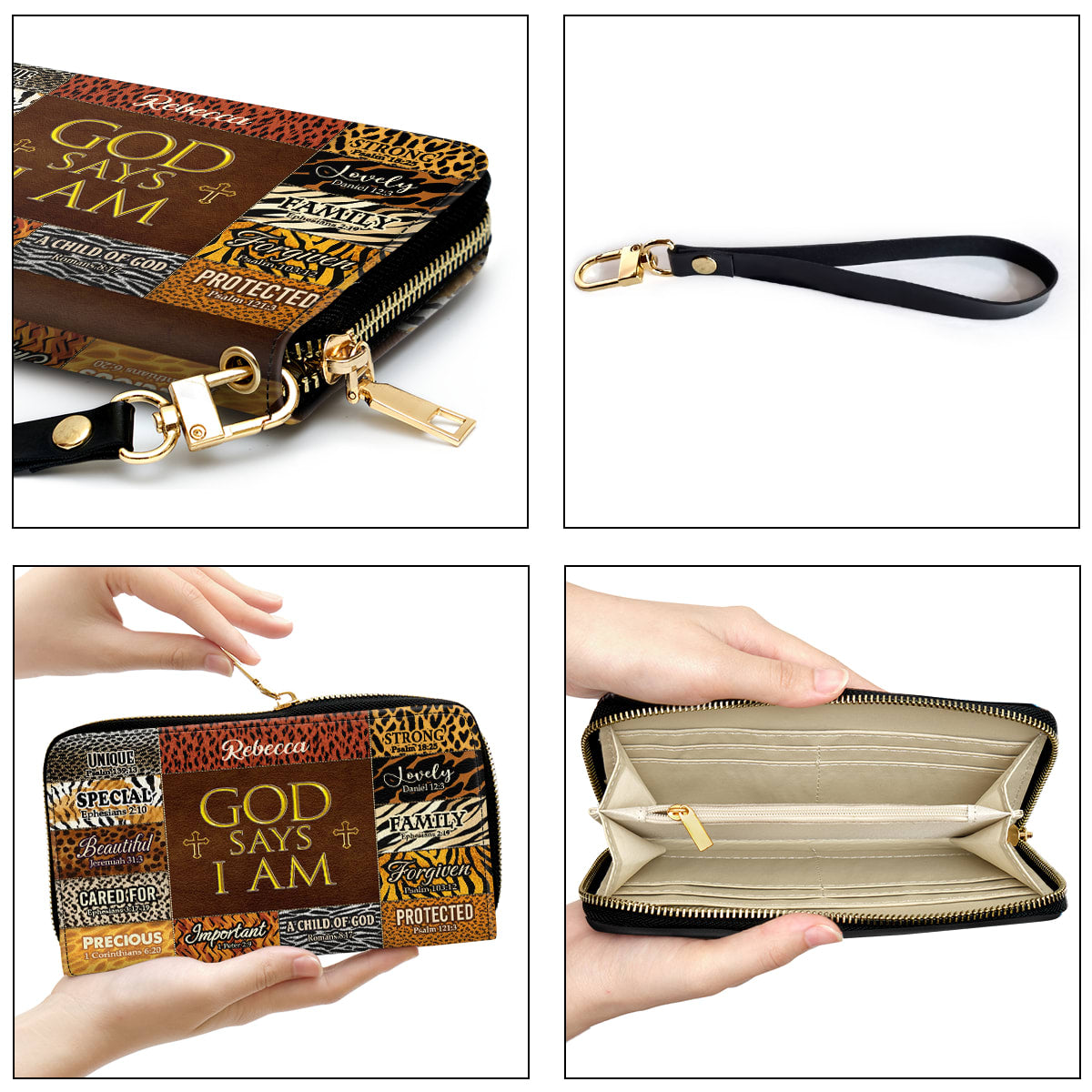 God Says I Am Unique Personalized Leather Clutch Purse For Christian Women - Christian Gifts For Religious Women