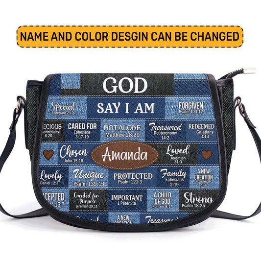 God Says You Are Personalized Leather Saddle Bag - Religious Bags For Women