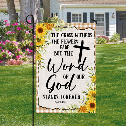 God Stands Forever Christian Sunflower Flag - Religious House Flags