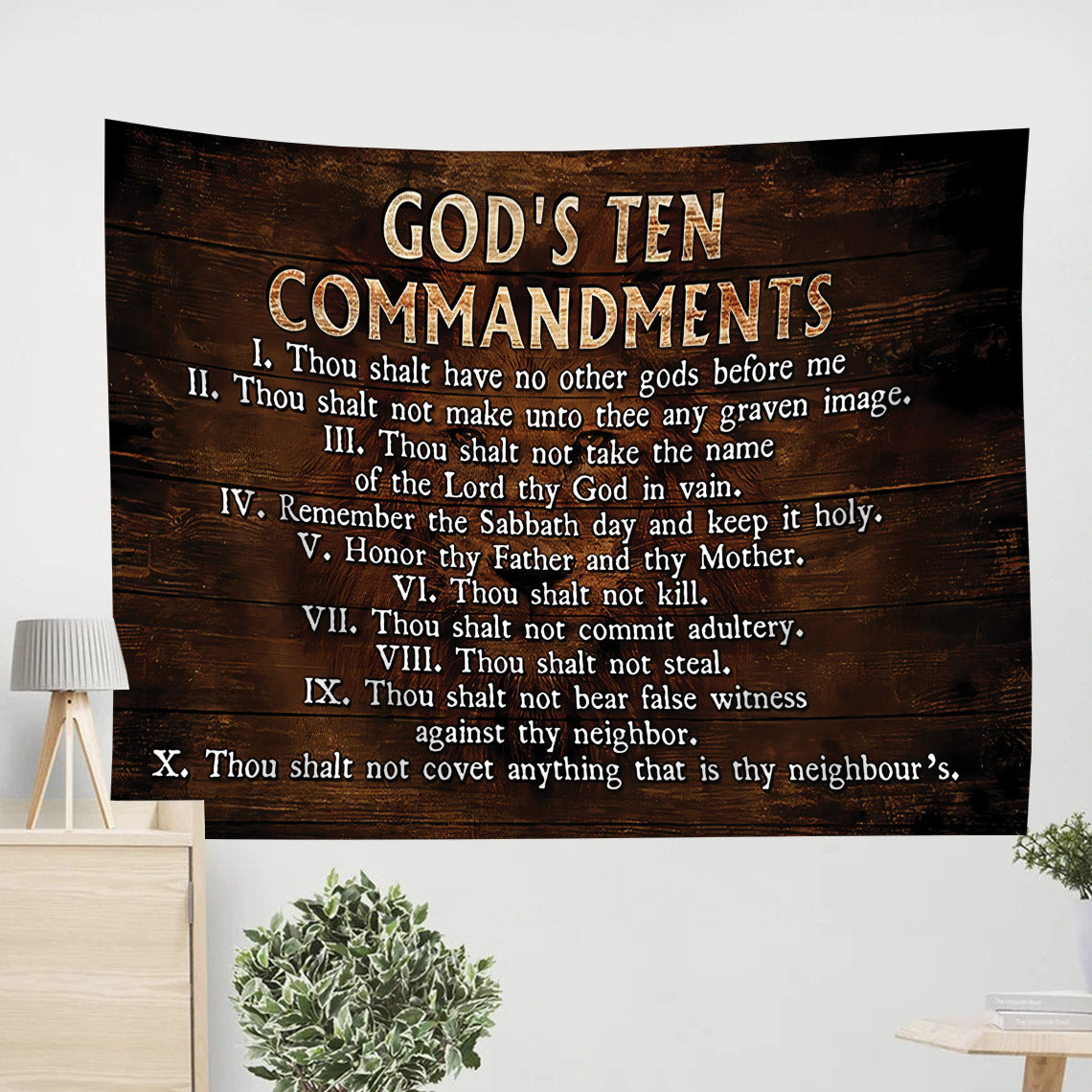 God's Ten Commandments Tapestry - Bible Verse Tapestry
