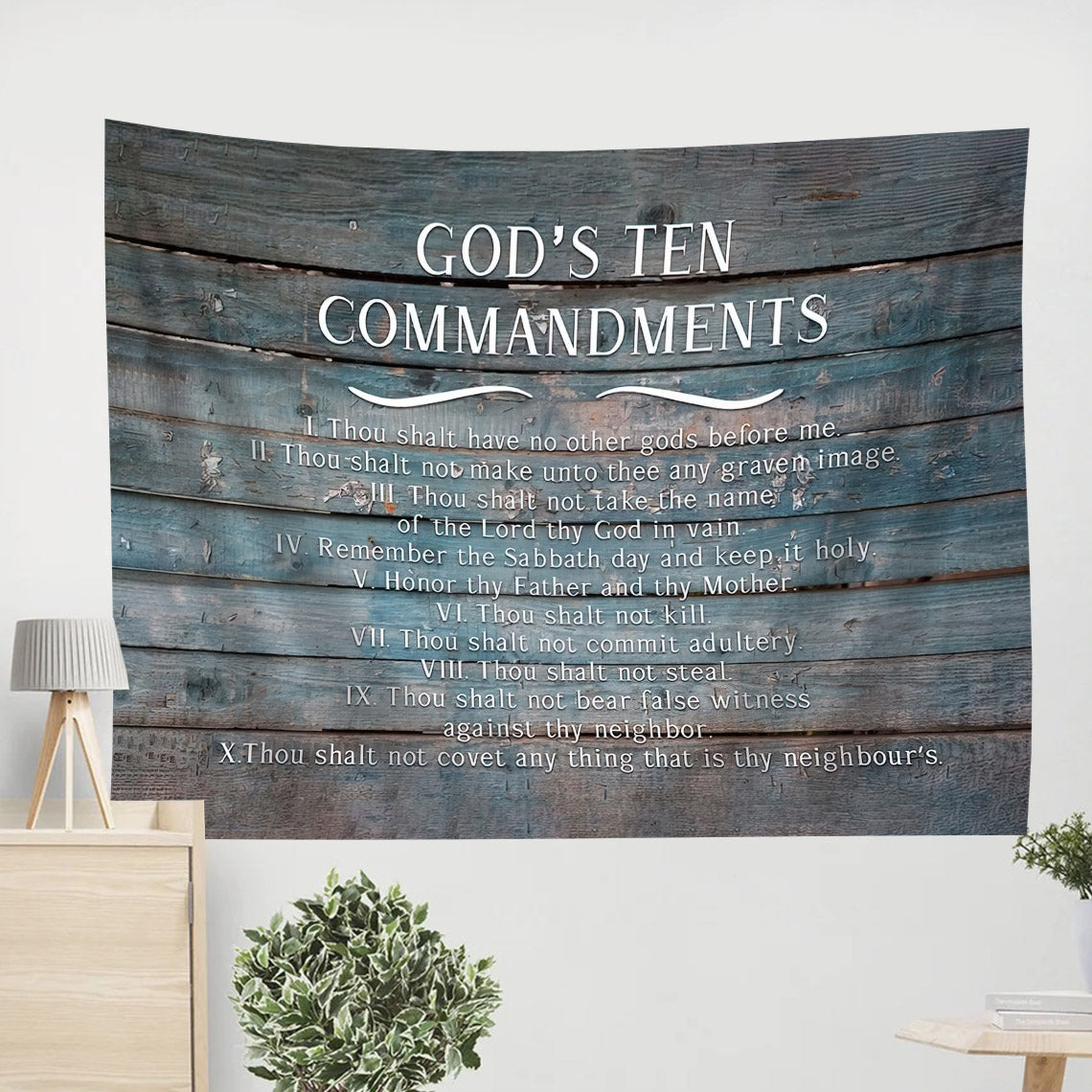 God's Ten Commandments Tapestry - Christian Tapestries - Wall Tapestry Bible Verse