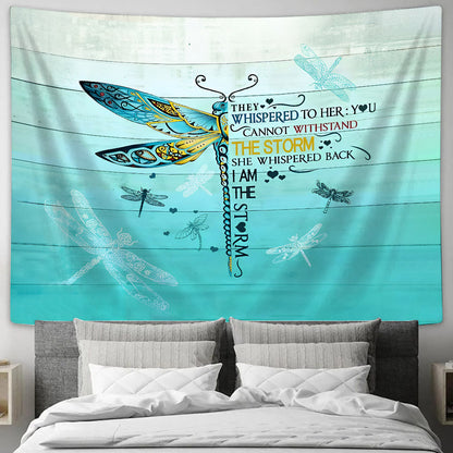 Gorgeous Dragonfly I Am The Storm Tapestry - Christian Wall Tapestries
