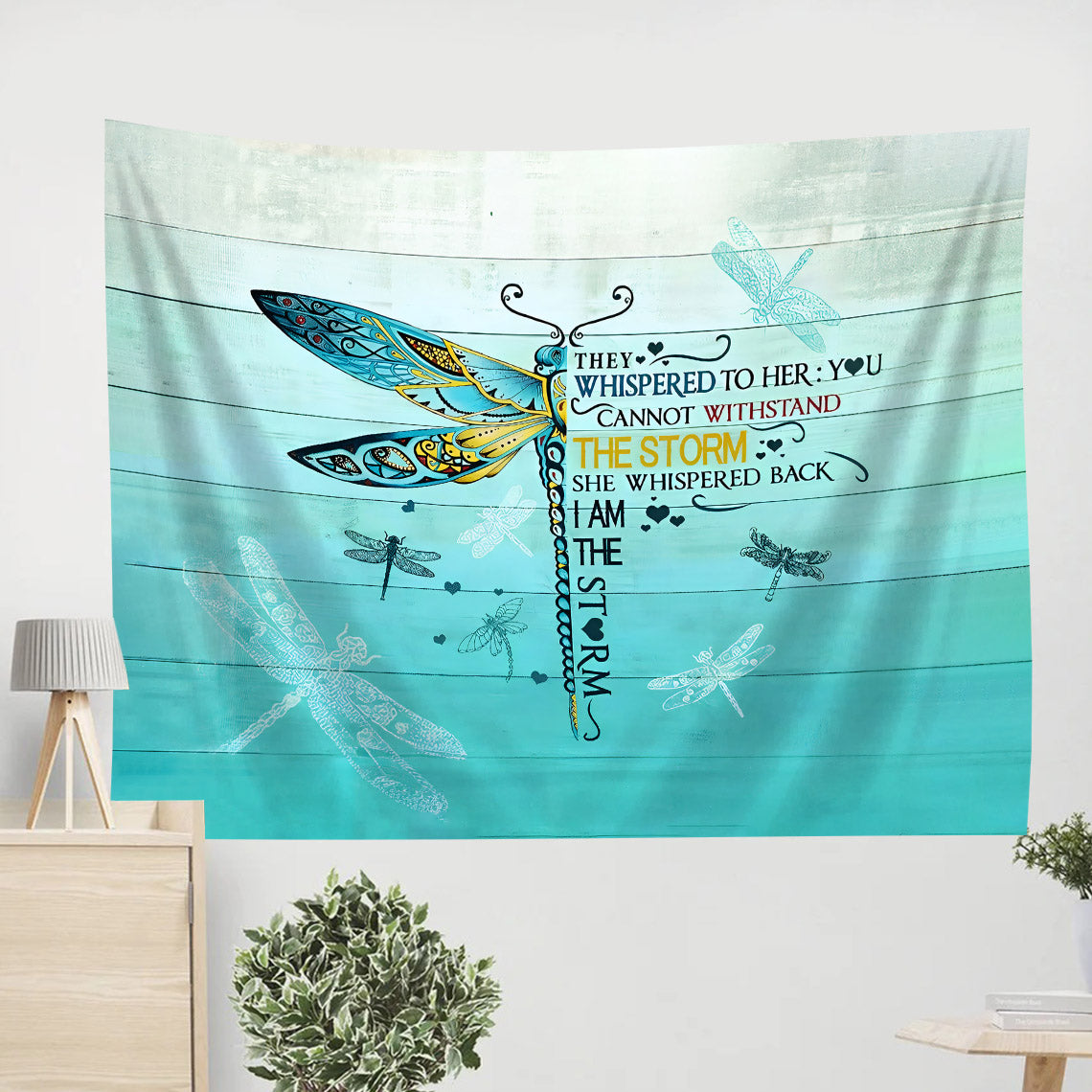 Gorgeous Dragonfly I Am The Storm Tapestry - Christian Wall Tapestries