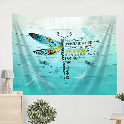 Gorgeous Dragonfly I Am The Storm Tapestry - Christian Wall Tapestries
