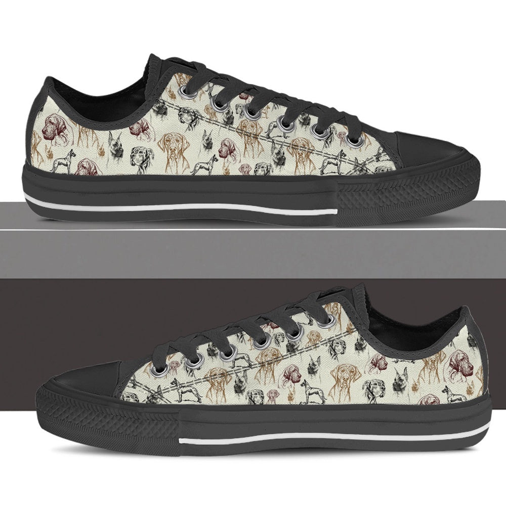 Great Dane Low Top Shoes - Low Top Sneaker, Dog Printed Shoes, Canvas Shoes For Men, Women