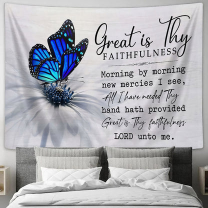 Great Is Thy Faithfulness Tapestry - Christian Tapestries - Wall Tapestry Bible Verse