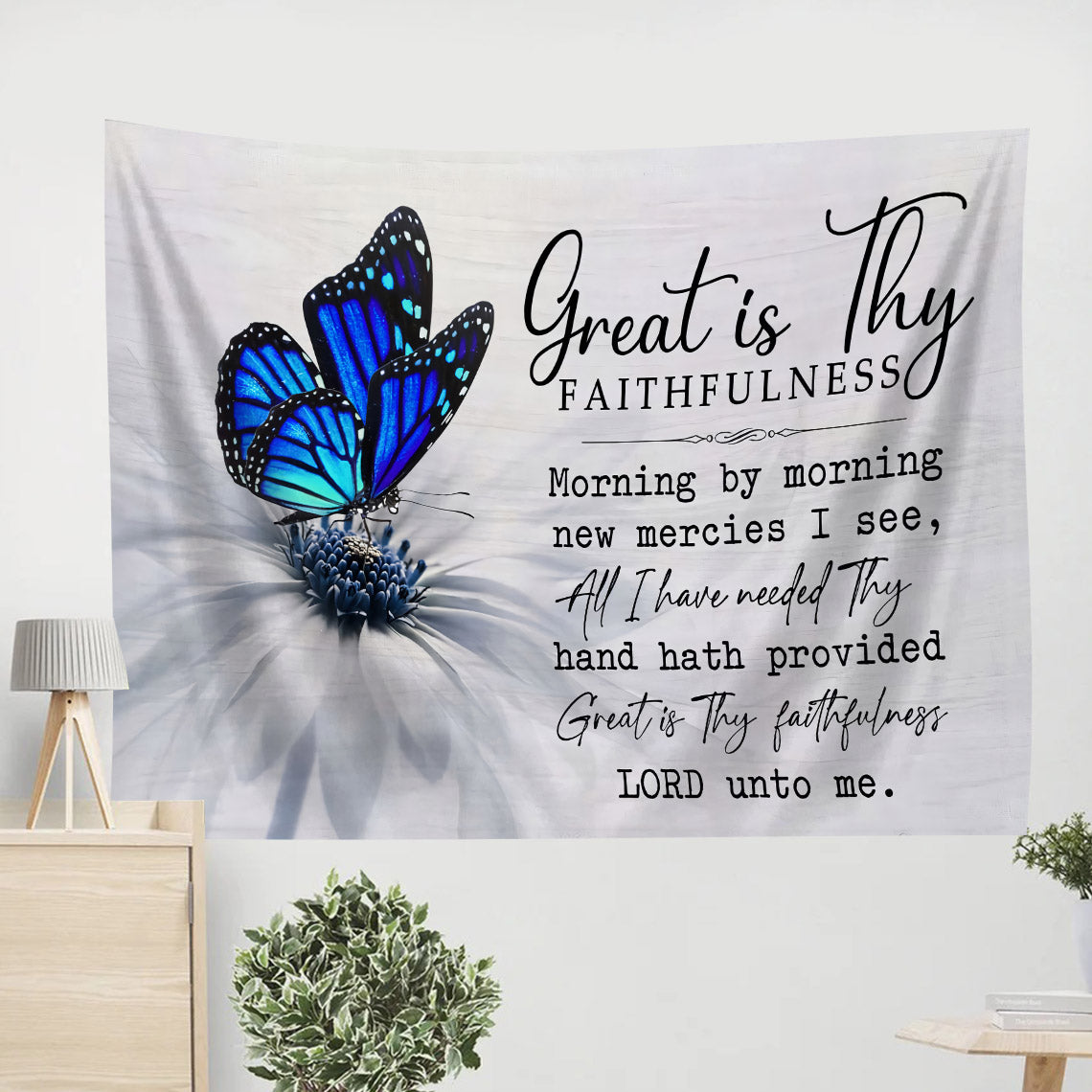 Great Is Thy Faithfulness Tapestry - Christian Tapestries - Wall Tapestry Bible Verse