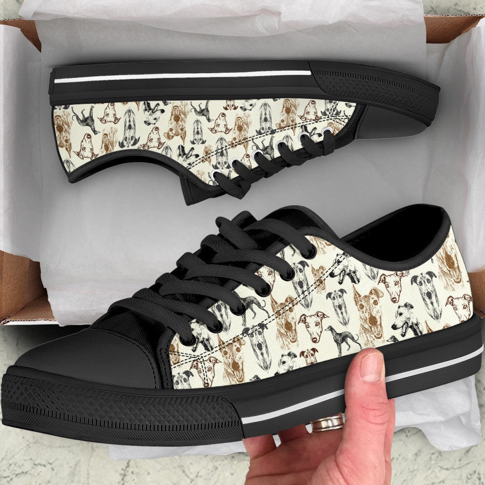 Greyhound Low Top Shoes - Lowtop Casual Shoes Gift For Adults, Dog Printed Shoes, Canvas Shoes For Men, Women