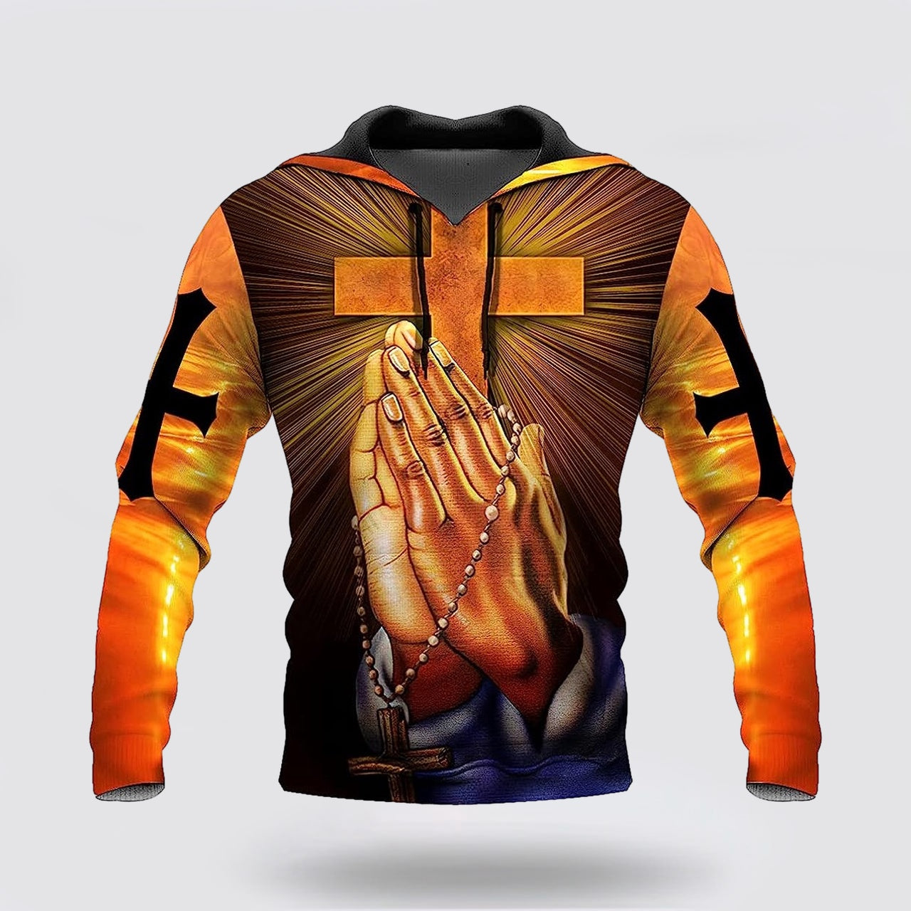 Hand Pray Cross I Can Do All Things Through Christ 3d Hoodies For Women Men - Christian Apparel Hoodies