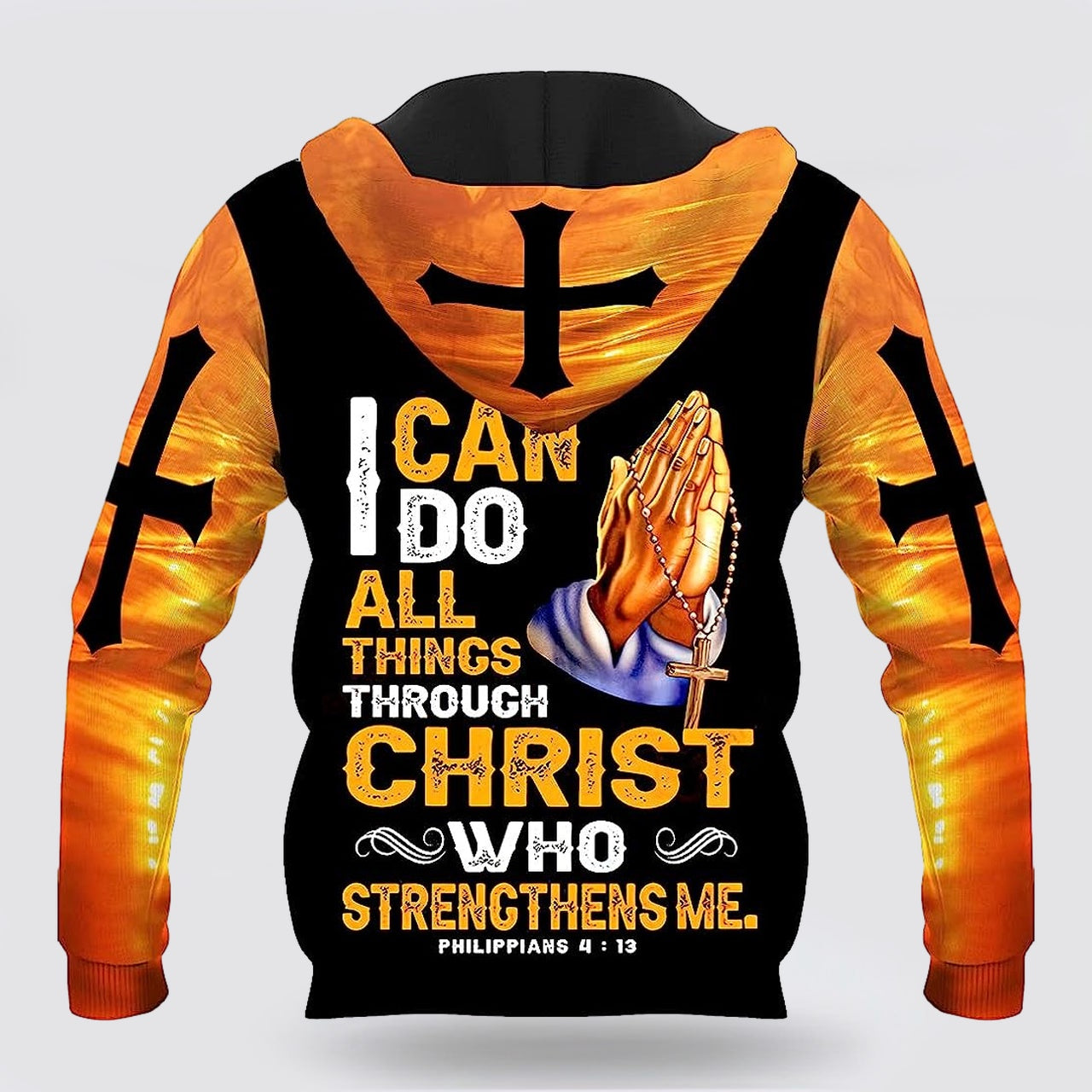 Hand Pray Cross I Can Do All Things Through Christ 3d Hoodies For Women Men - Christian Apparel Hoodies