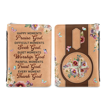 Happy Moments Praise God Flower Butterfly Personalized Women's Bible Covers - Jesus Bible Cover