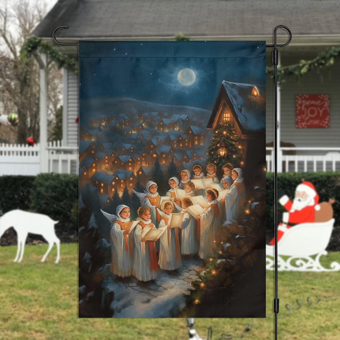 Harmonies Under The Starlit Snow A Christmas Serenade Christmas Garden Flag - Christian House Flag