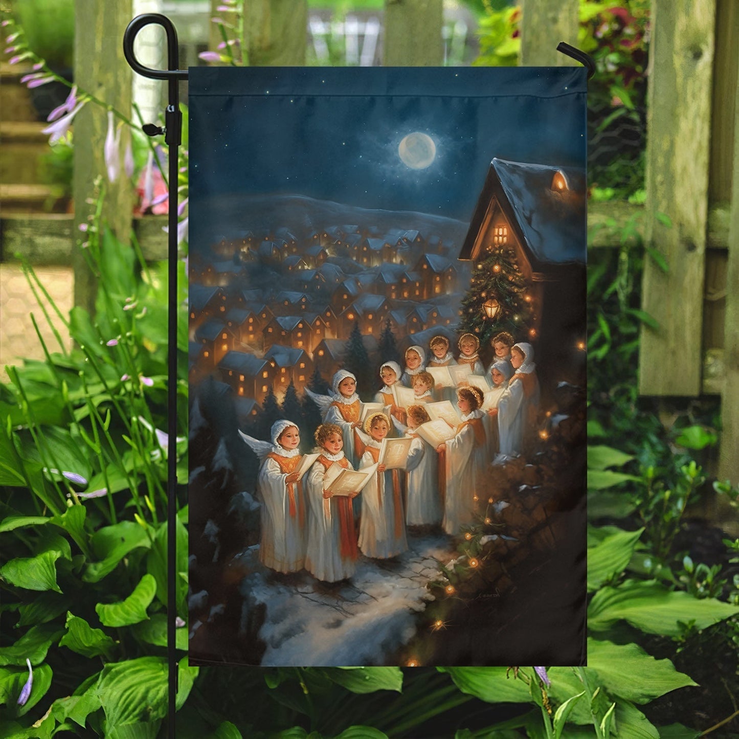 Harmonies Under The Starlit Snow A Christmas Serenade Christmas Garden Flag - Christian House Flag