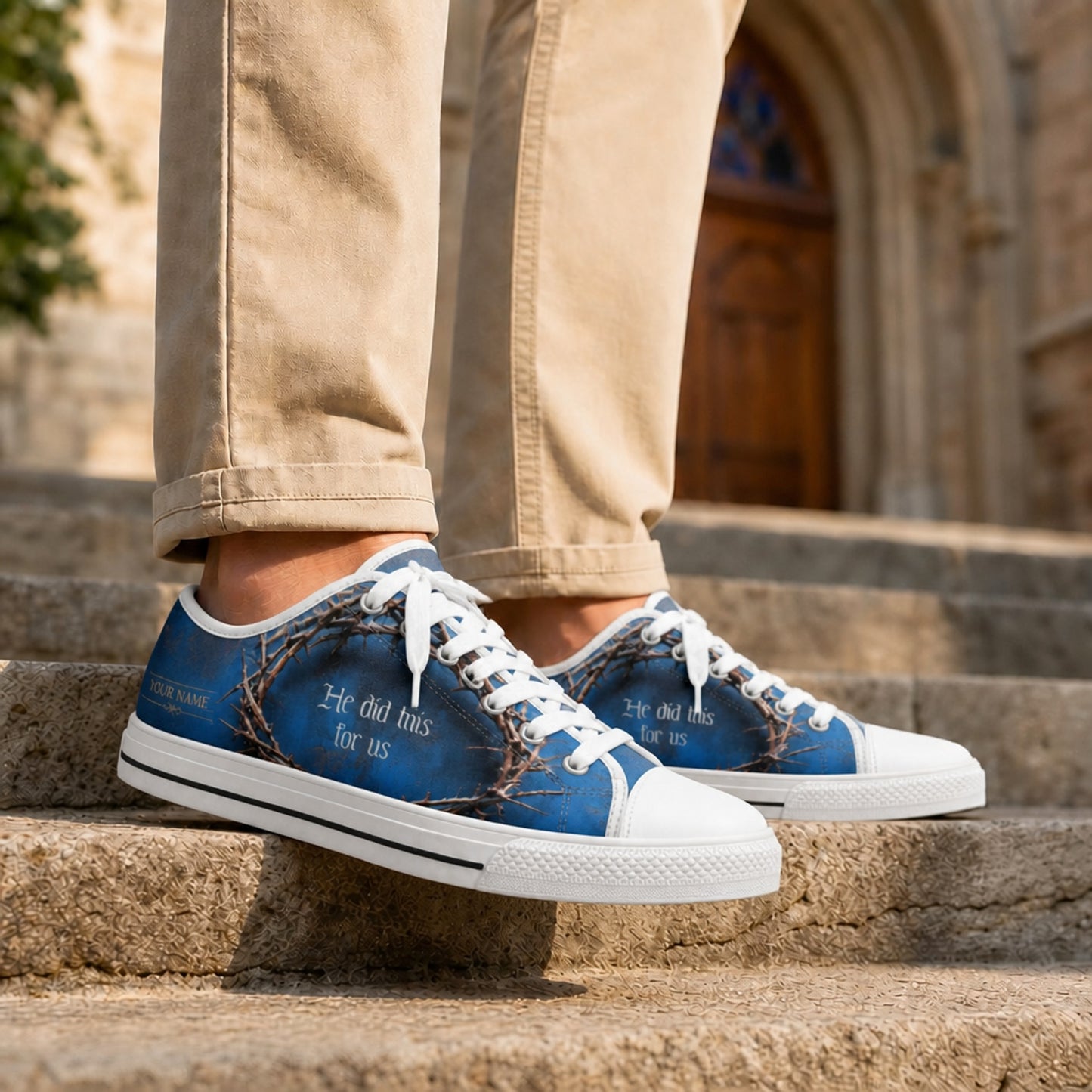 He Did This For Us Custom Low Top Canvas Shoes Life style