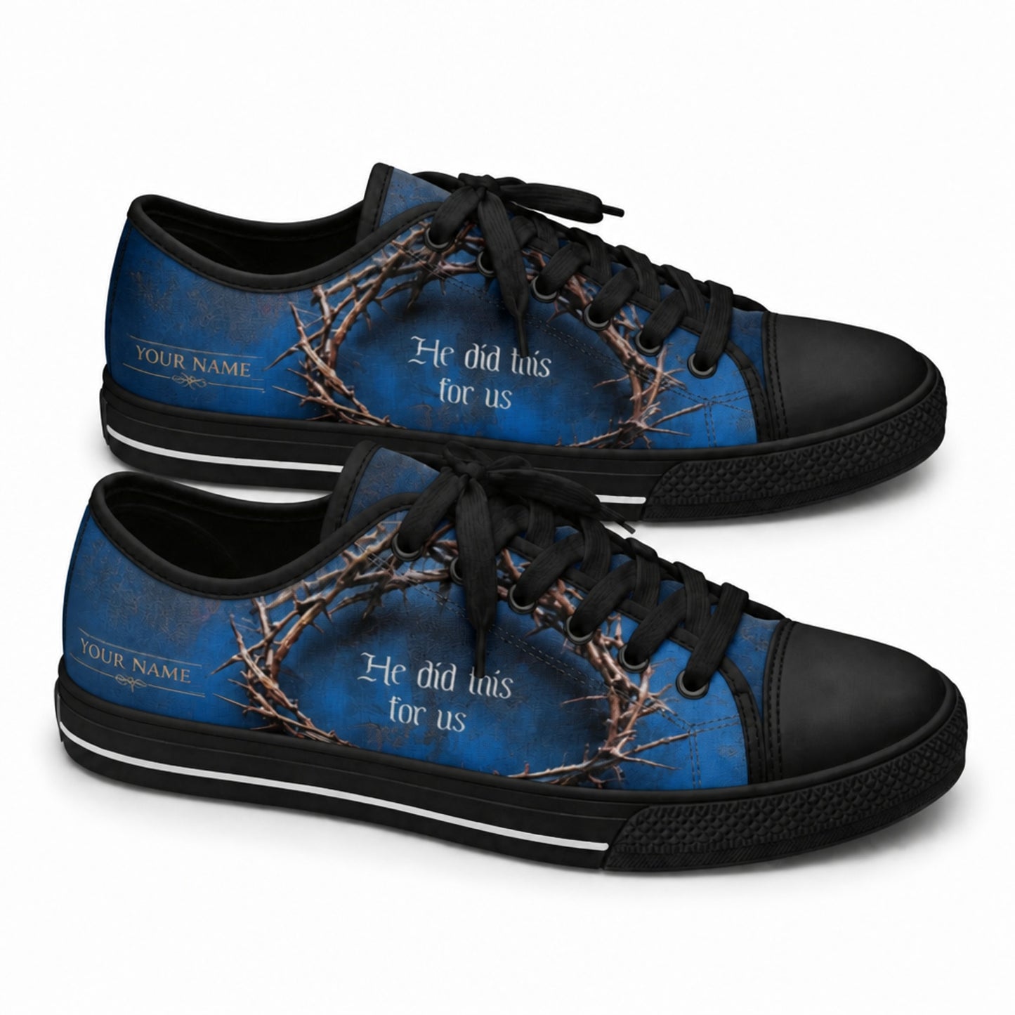 He Did This For Us Custom Low Top Canvas Shoes black shoes