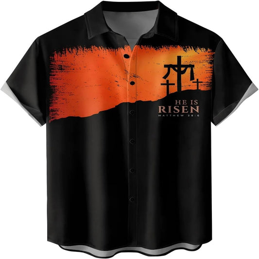 He Is Risen Cross Christian Hawaiian Shirt - Hawaiian Beach Shirts for Men Women