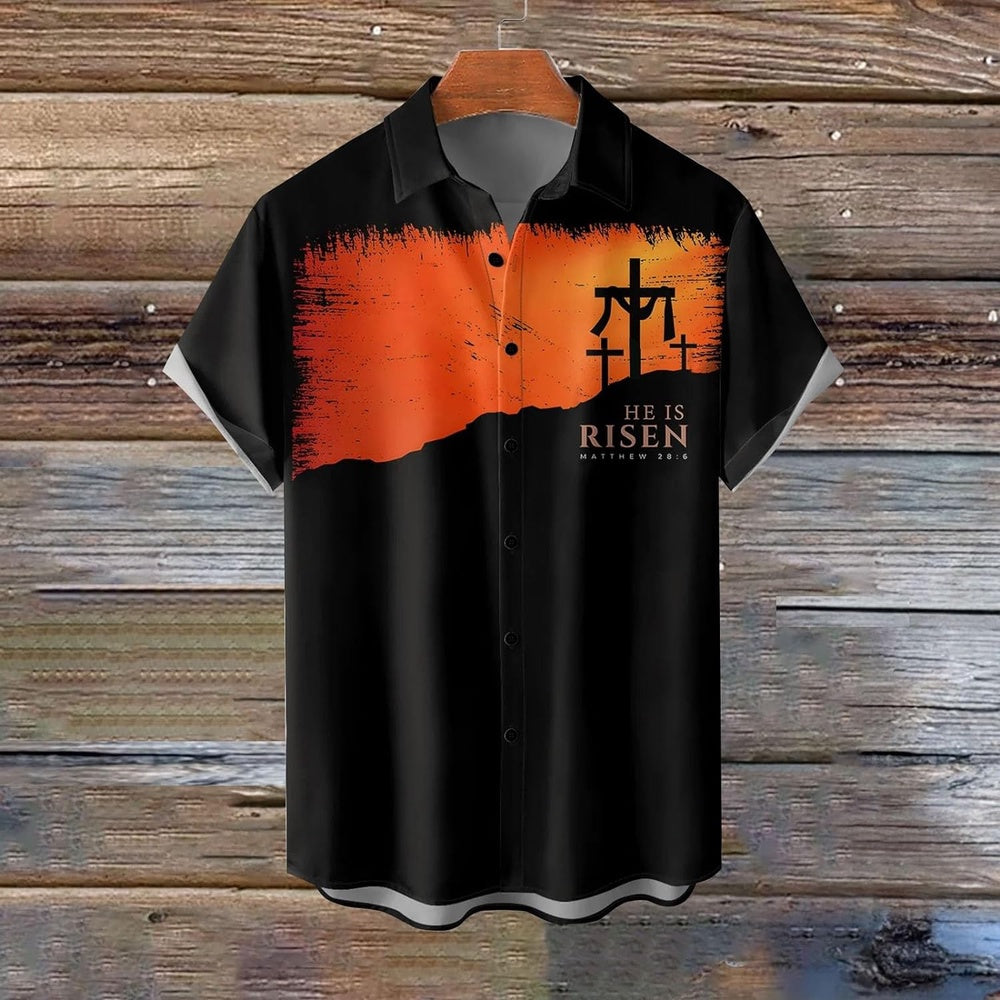 He Is Risen Cross Christian Hawaiian Shirt - Hawaiian Beach Shirts for Men Women