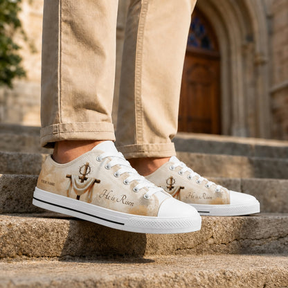 He Is Risen Cross Classic Personalized Low Top Shoes Life style  