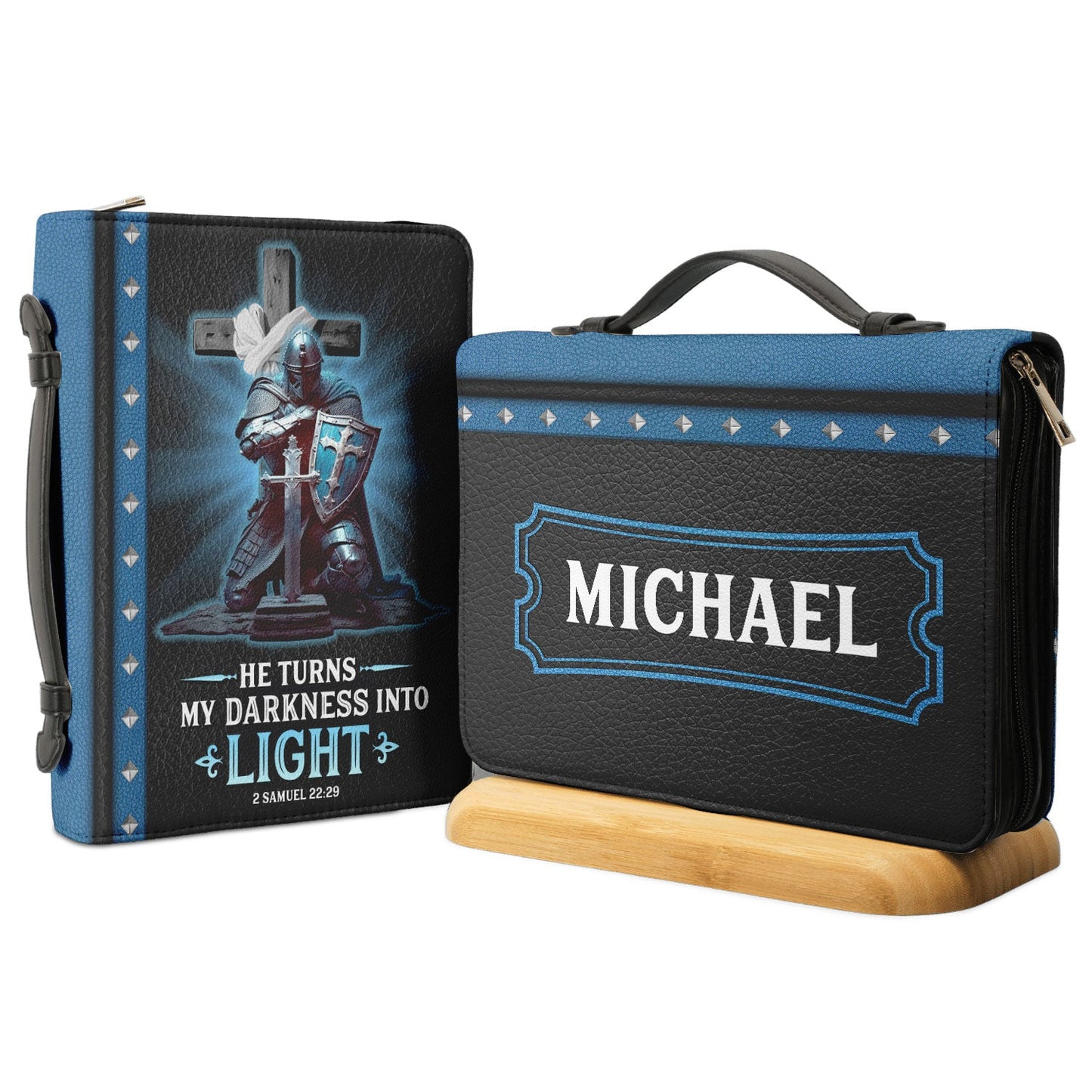 He Turns My Darkness Into Light 2 Samuel 22 29 Warrior Personalized Women's Bible Covers - Jesus Bible Cover