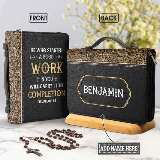He Who Started A Good Work In You Will Carry It To Completion Philippians 1 6 Personalized Bible Covers for Women