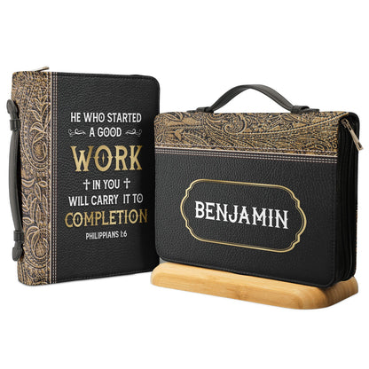 He Who Started A Good Work In You Will Carry It To Completion Philippians 1 6 Personalized Bible Covers for Women